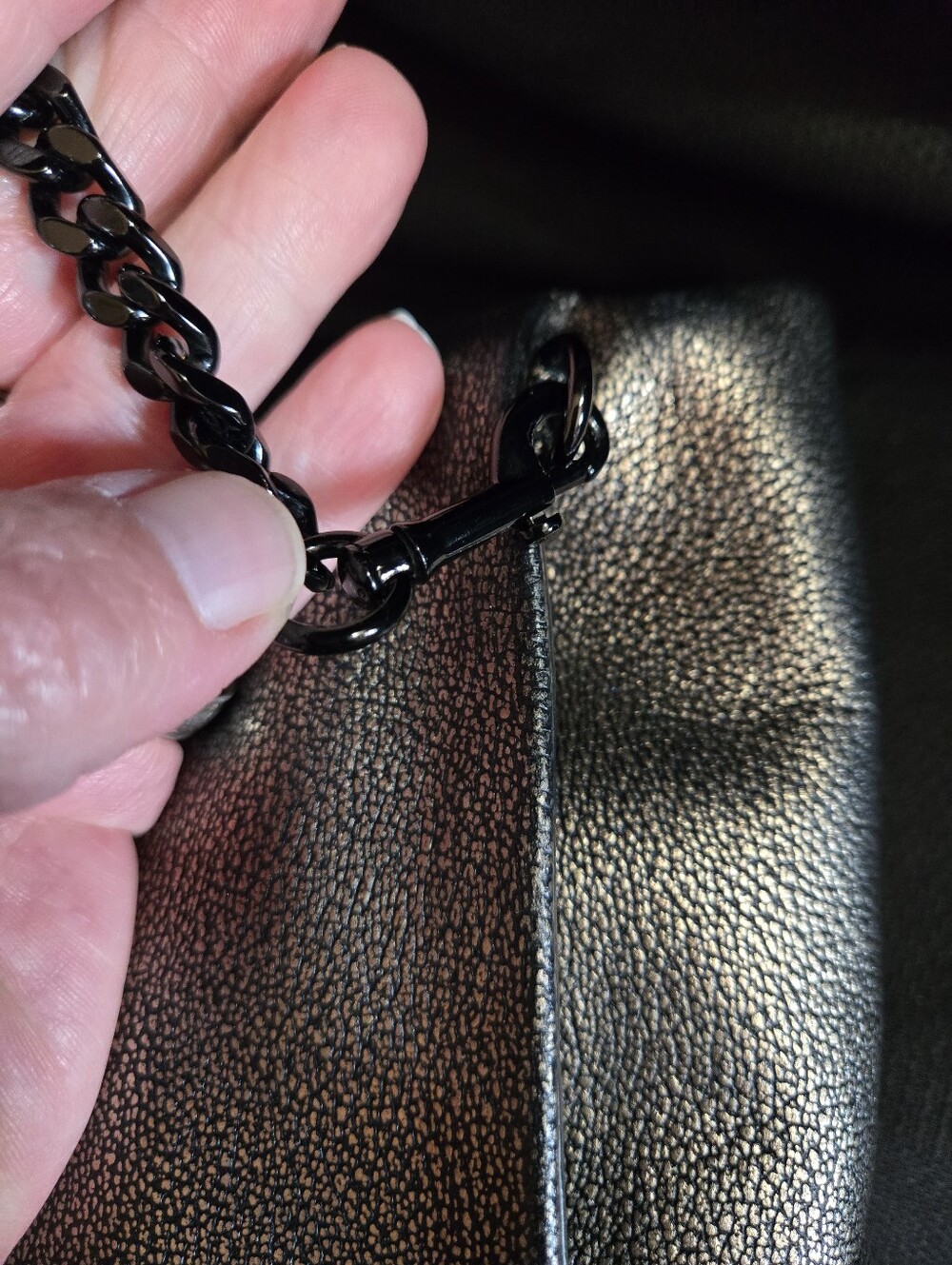 Coach Metallic Pewter Chain Strap Shoulder Bag/Clutch EUC - Picture 13 of 16